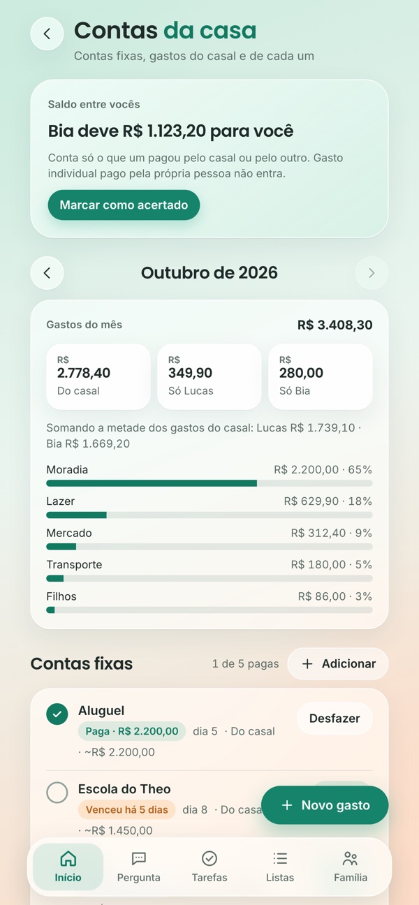 Tela de contas